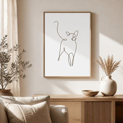 Curious Cat Line Art Canvas Print