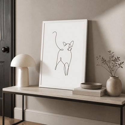Curious Cat Line Art Canvas Print