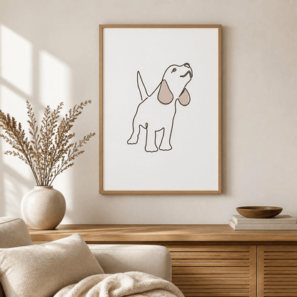 Looking Up Pup Line Art Canvas Print