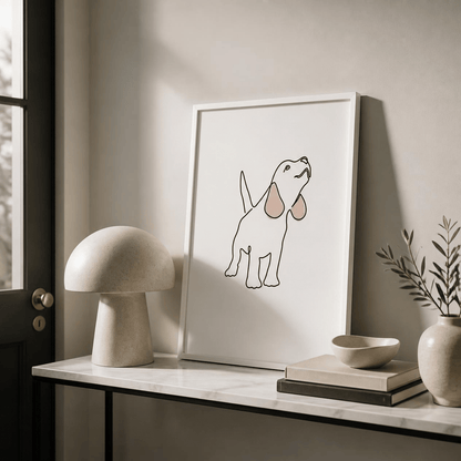 Looking Up Pup Line Art Canvas Print