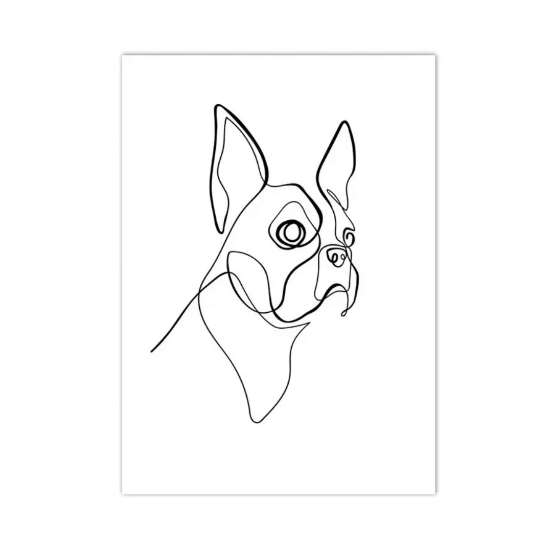 Boston Terrier Line Art Canvas Print