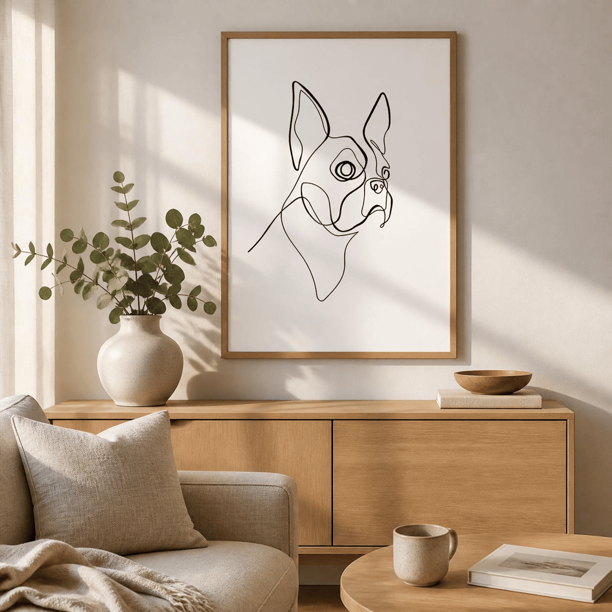 Boston Terrier Line Art Canvas Print