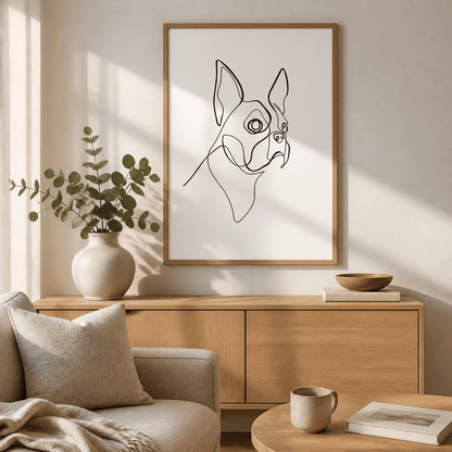 Boston Terrier Line Art Canvas Print