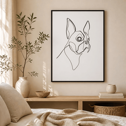 Boston Terrier Line Art Canvas Print