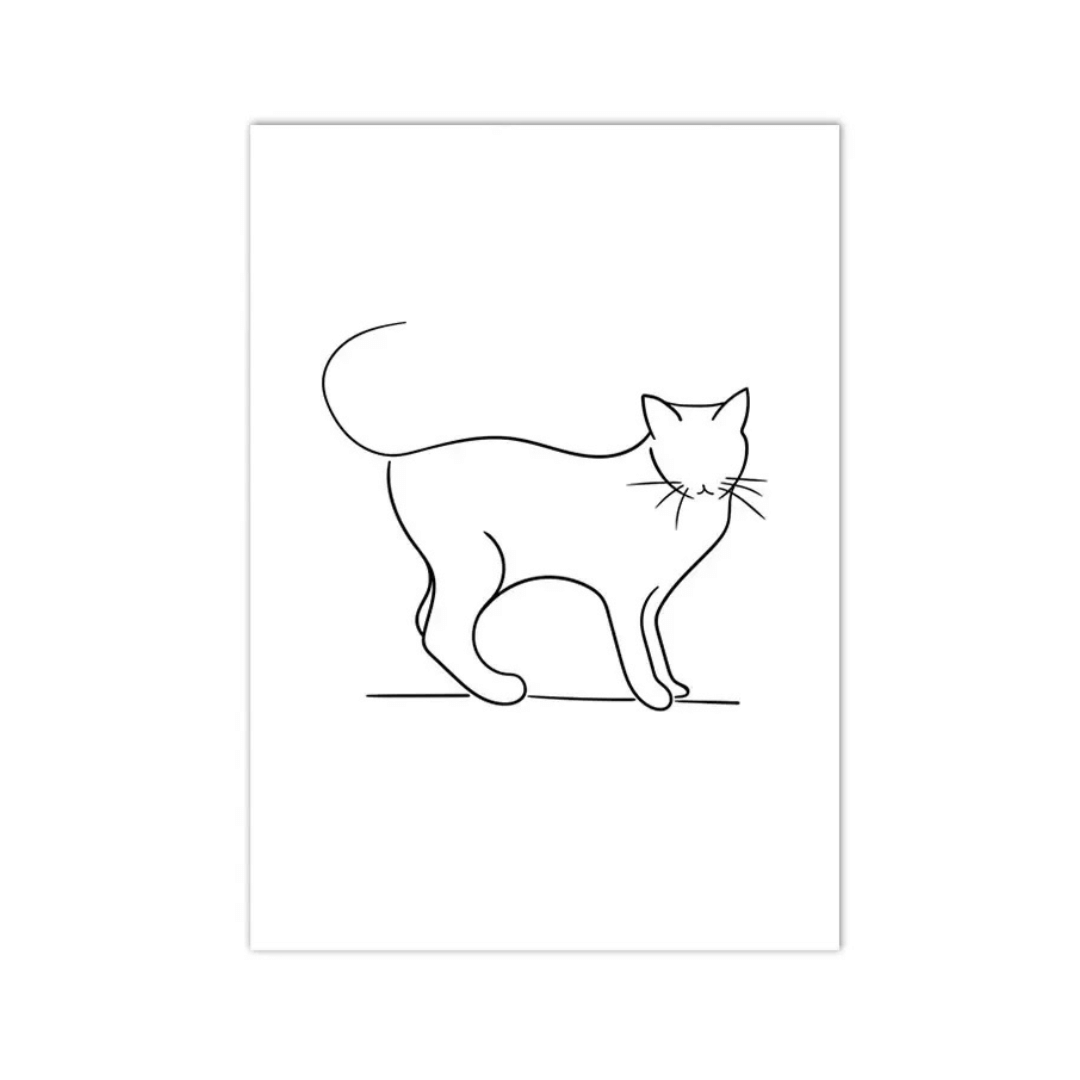 Contour Cat Line Art Canvas Print
