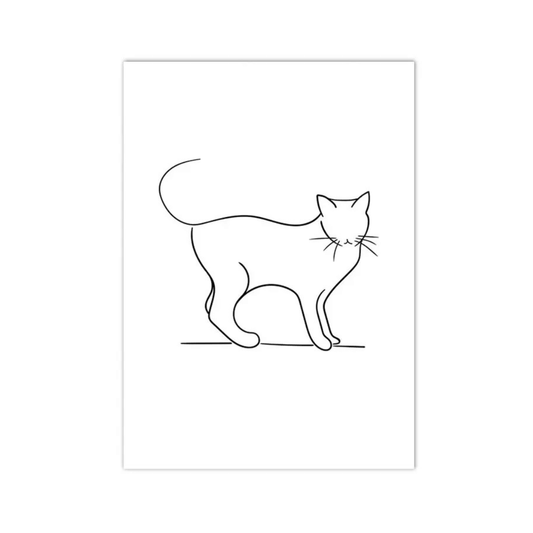 Contour Cat Line Art Canvas Print