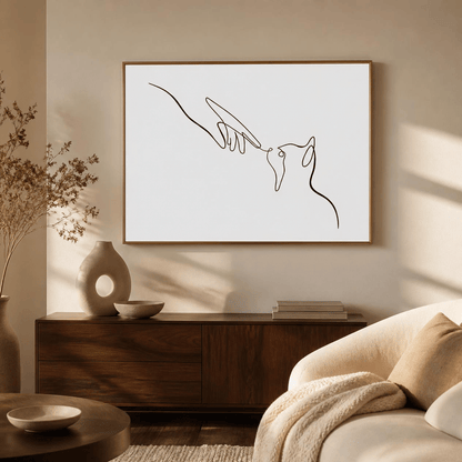 Gentle Touch Cat Line Art Canvas Print