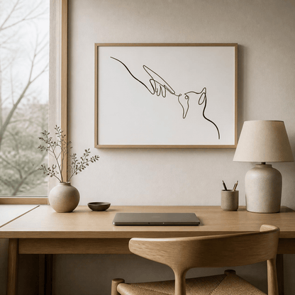 Gentle Touch Cat Line Art Canvas Print