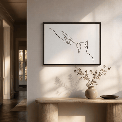 Gentle Touch Cat Line Art Canvas Print