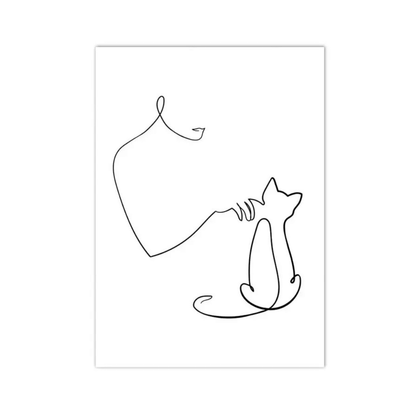 Quiet Bond Cat Line Art Canvas Print
