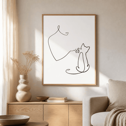 Quiet Bond Cat Line Art Canvas Print
