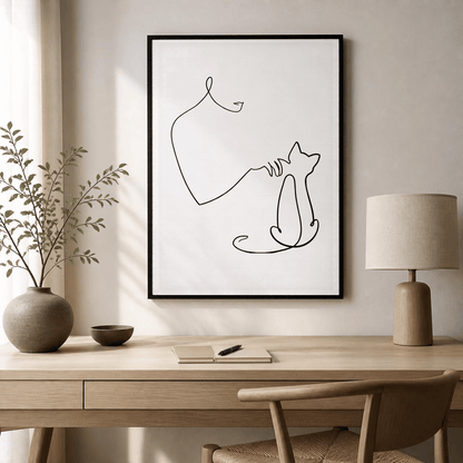 Quiet Bond Cat Line Art Canvas Print