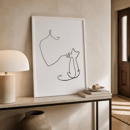 Quiet Bond Cat Line Art Canvas Print
