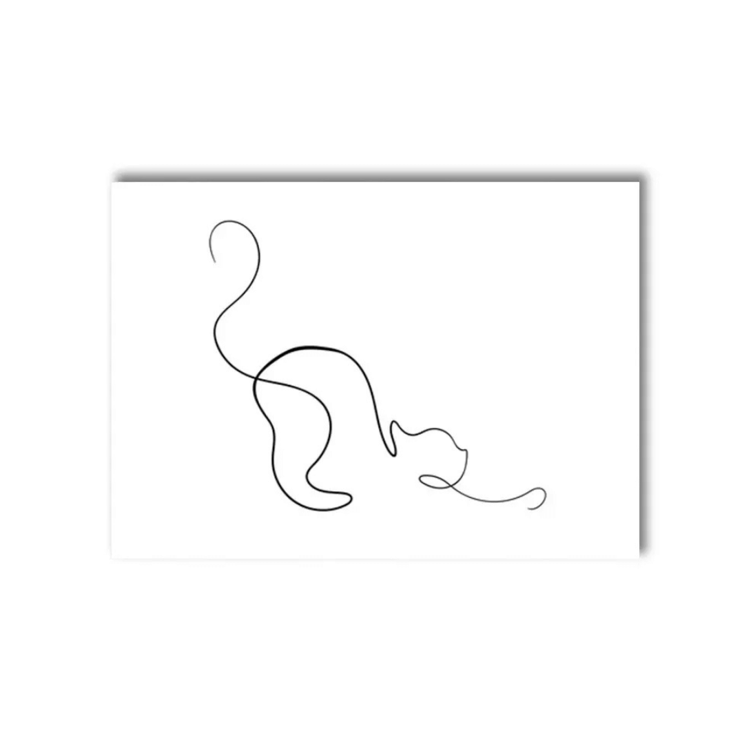 Playful Stretch Cat Line Art Canvas Print