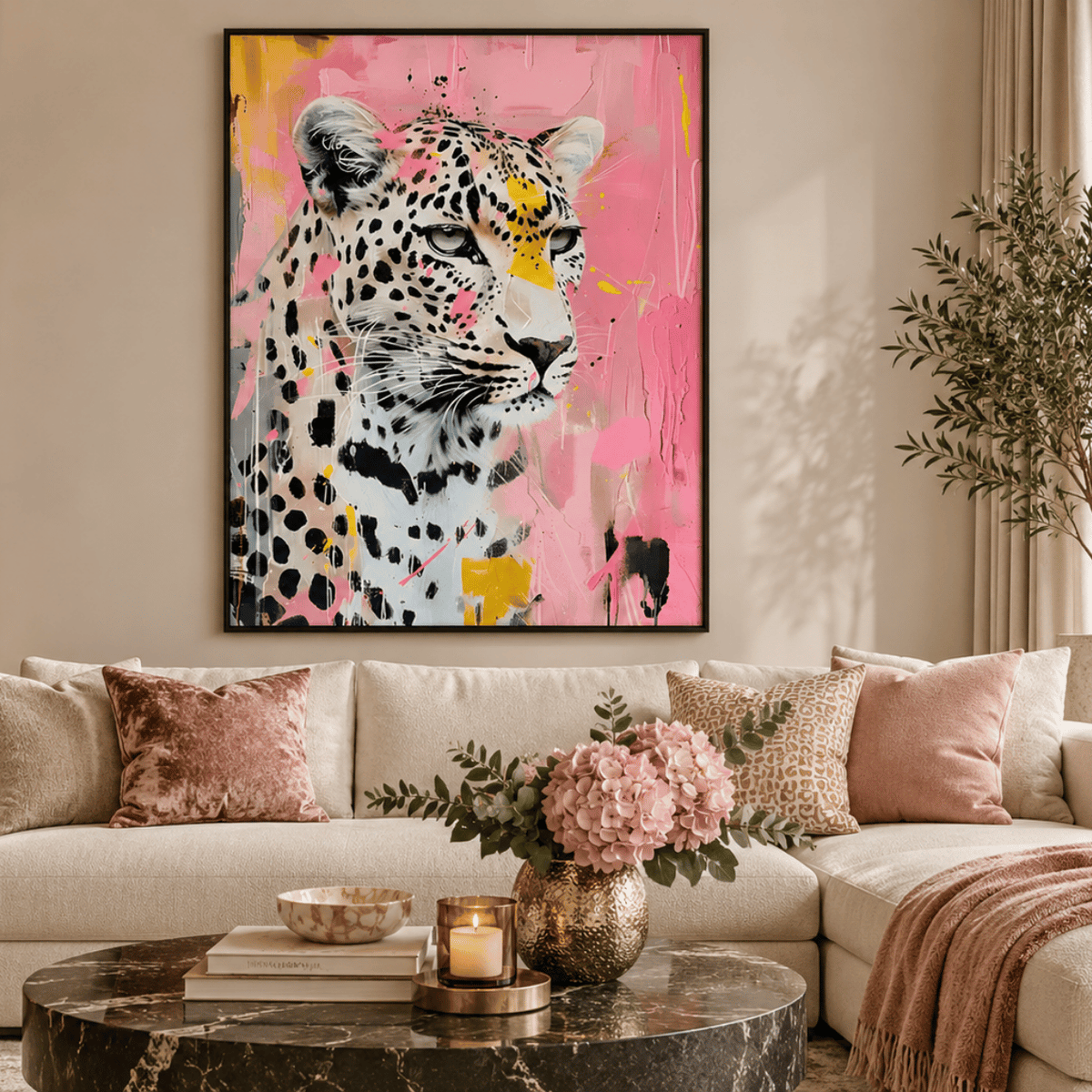 Electric Blush Leopard Canvas Print