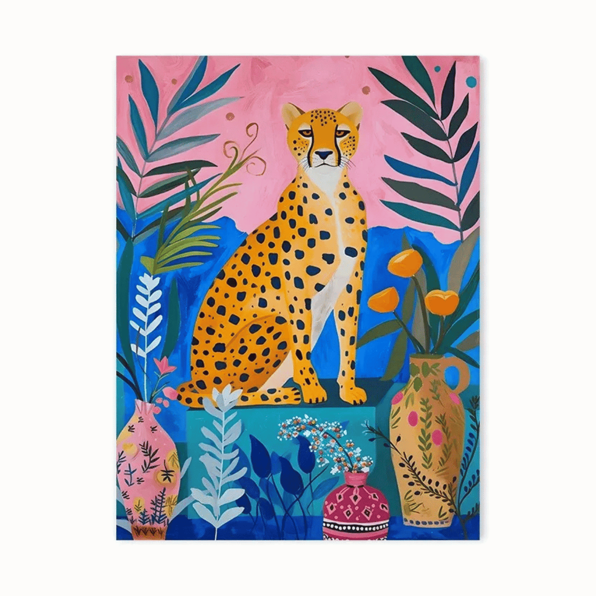 Cheetah In Bloom Canvas Print