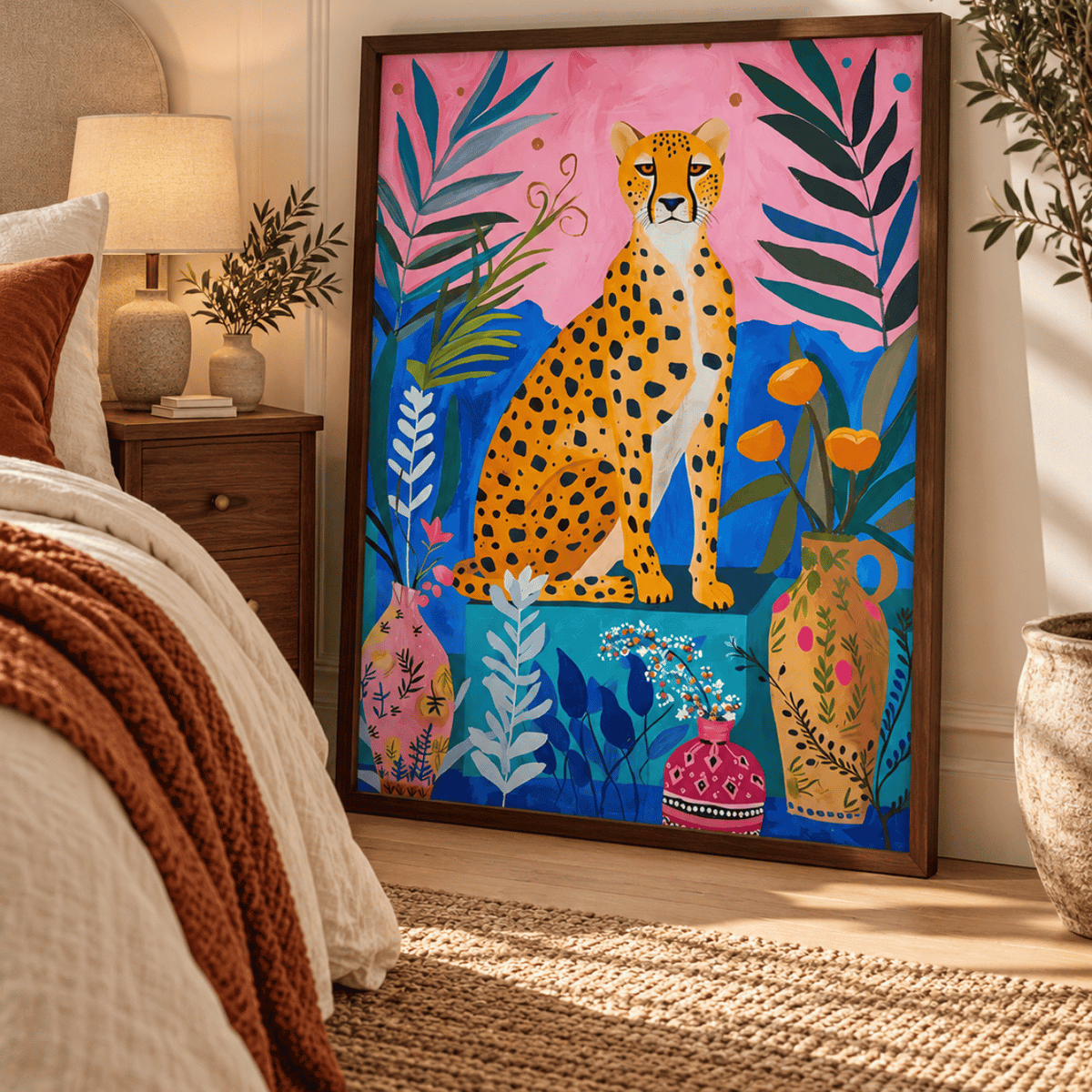 Cheetah In Bloom Canvas Print