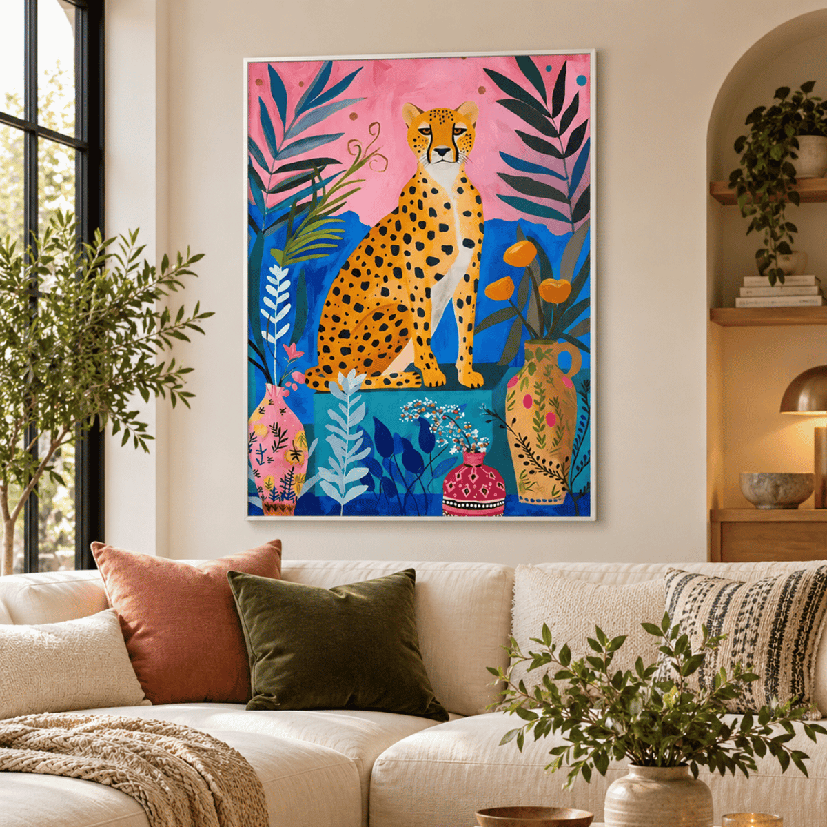 Cheetah In Bloom Canvas Print