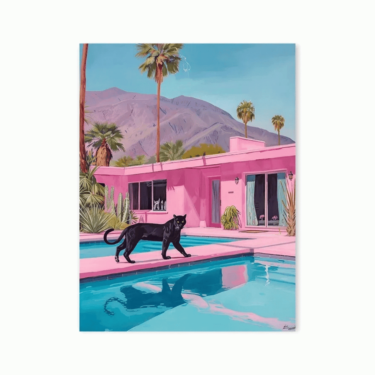 Desert Pool Panther Canvas Print