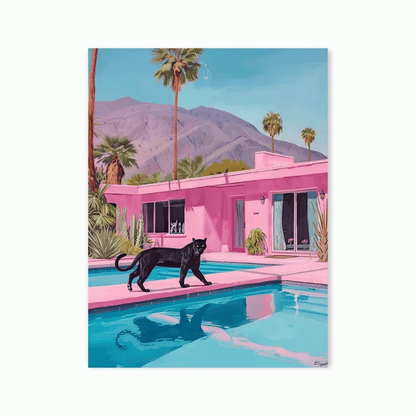 Desert Pool Panther Canvas Print
