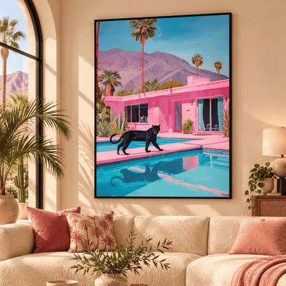 Desert Pool Panther Canvas Print