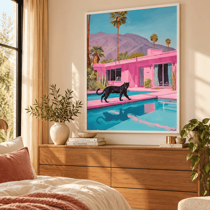 Desert Pool Panther Canvas Print