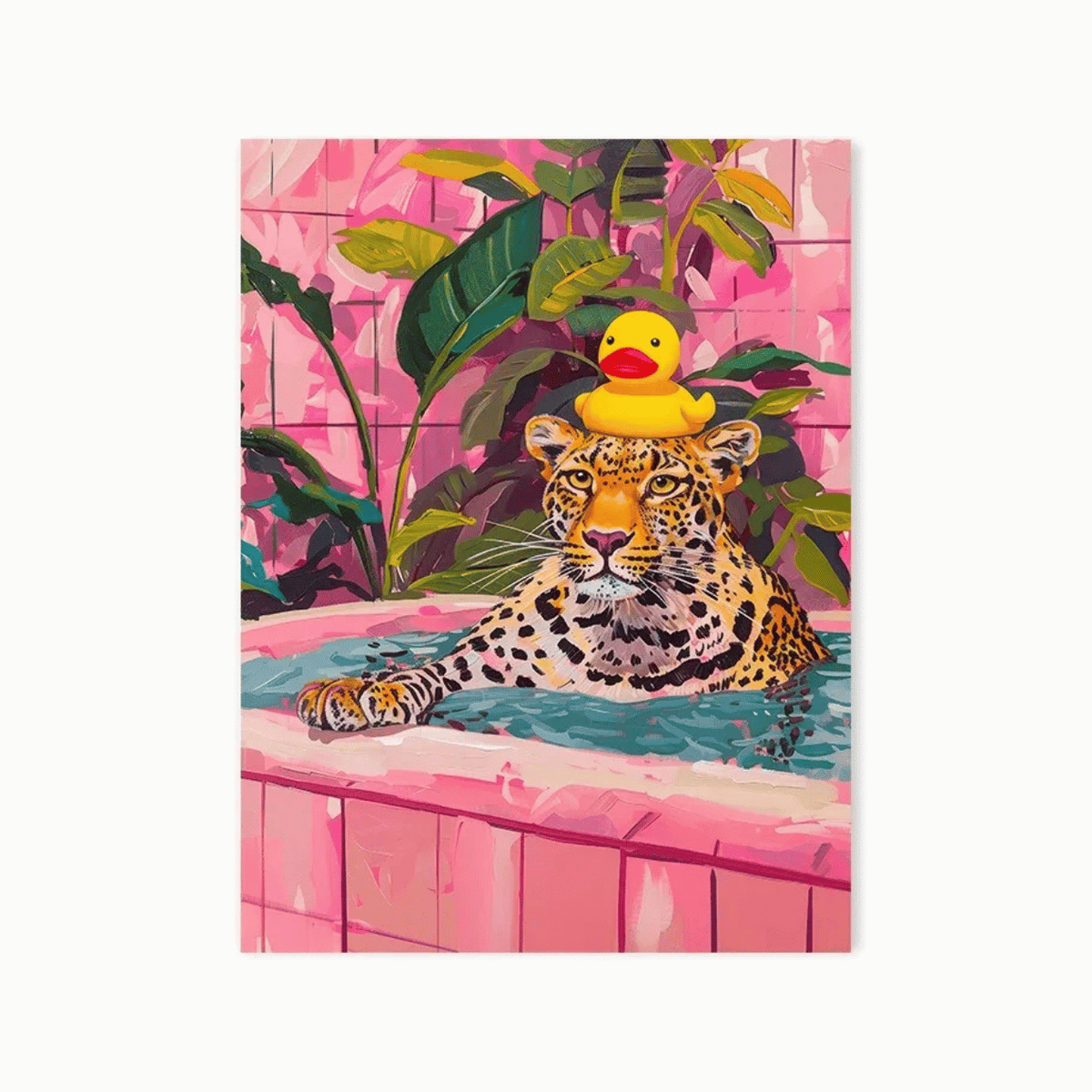 Poolside Mischief Leopard Canvas Print