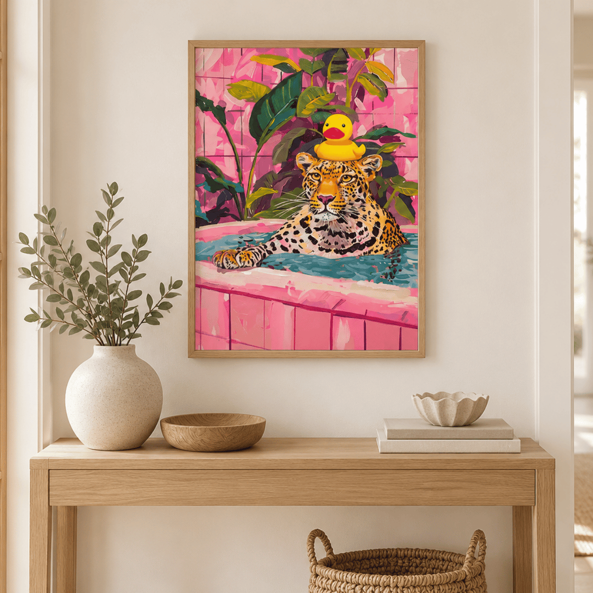 Poolside Mischief Leopard Canvas Print