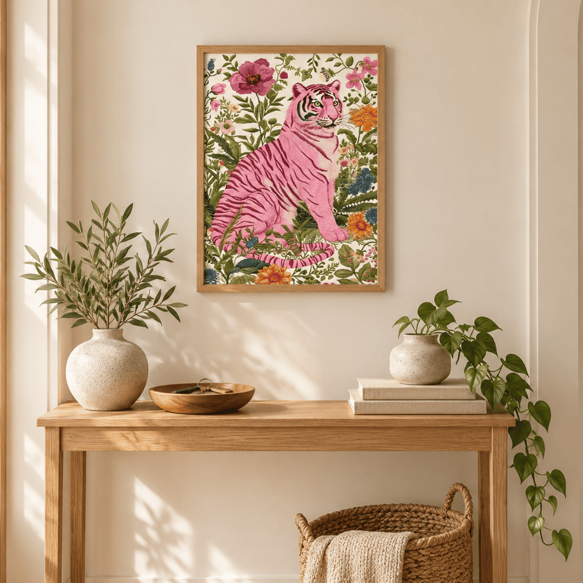 Blush Tiger Garden Canvas Print