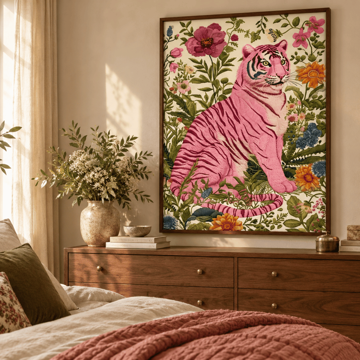 Blush Tiger Garden Canvas Print