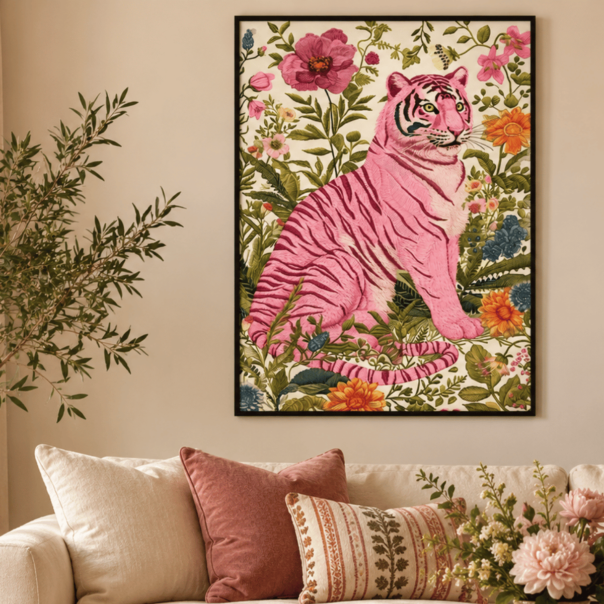 Blush Tiger Garden Canvas Print