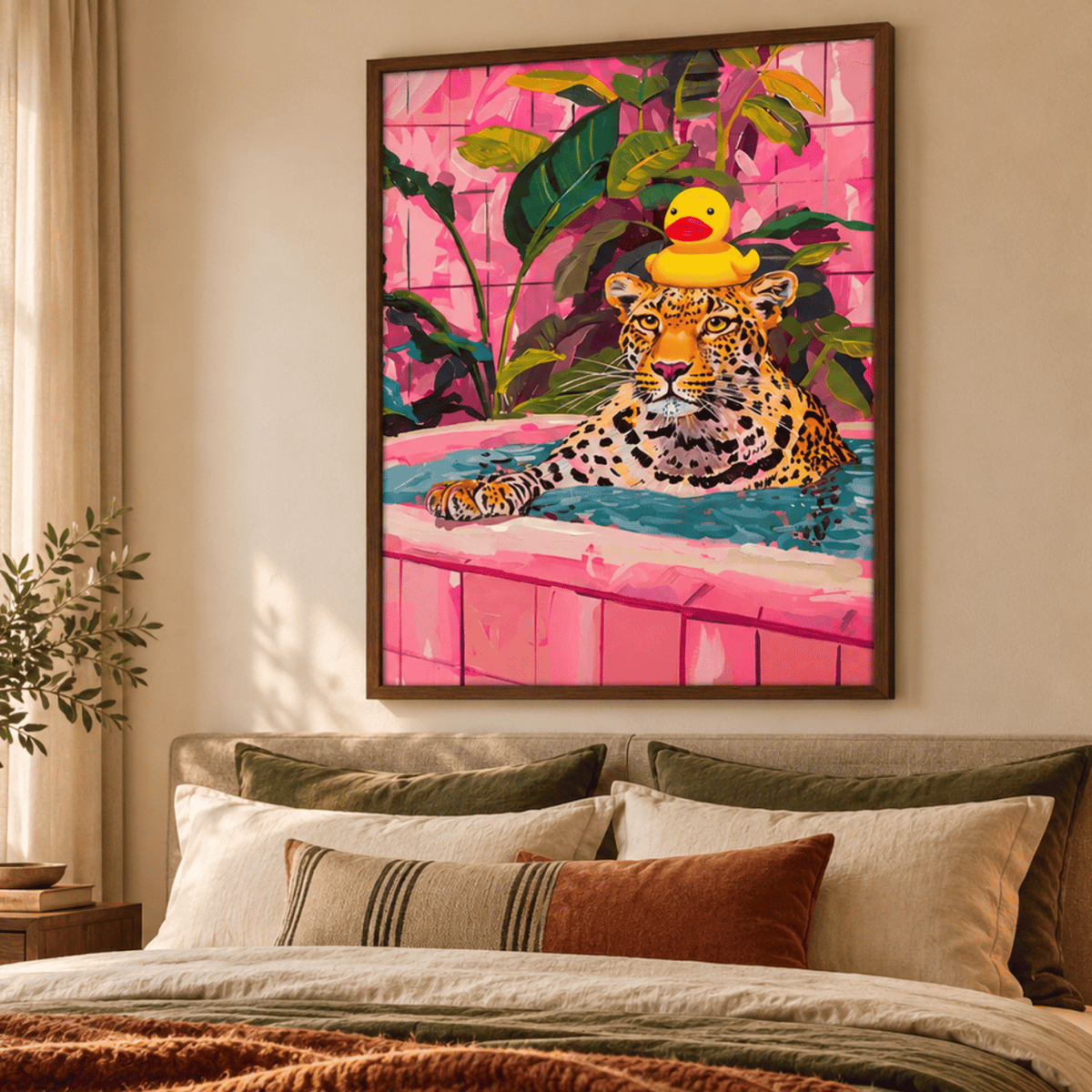 Poolside Mischief Leopard Canvas Print