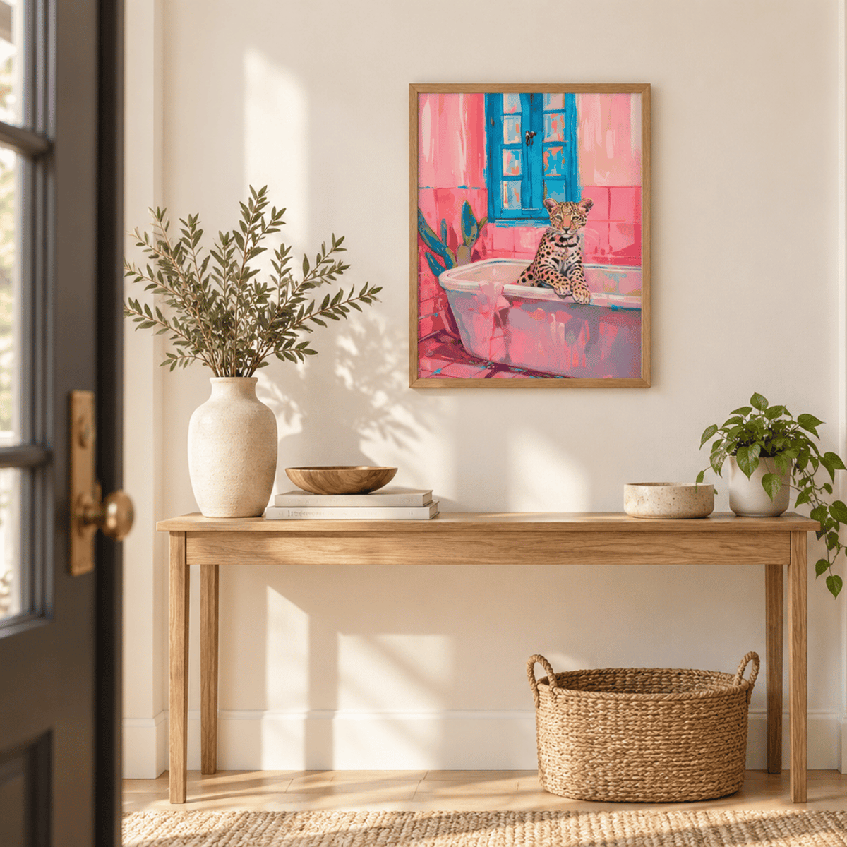 Pink Tile Prowler Canvas Print