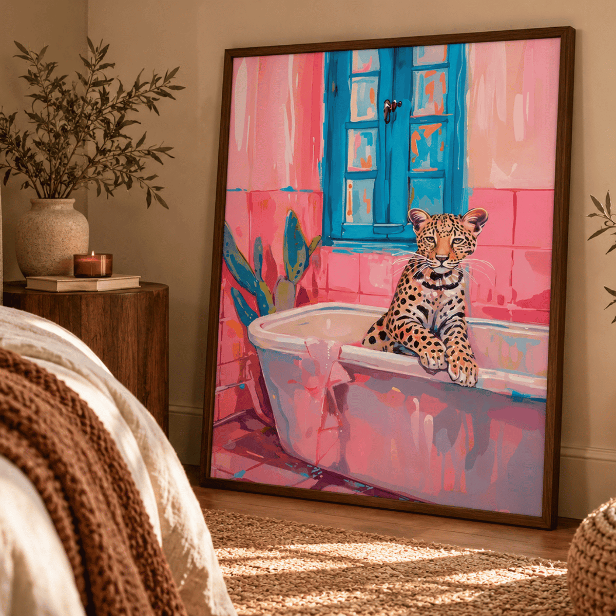 Pink Tile Prowler Canvas Print