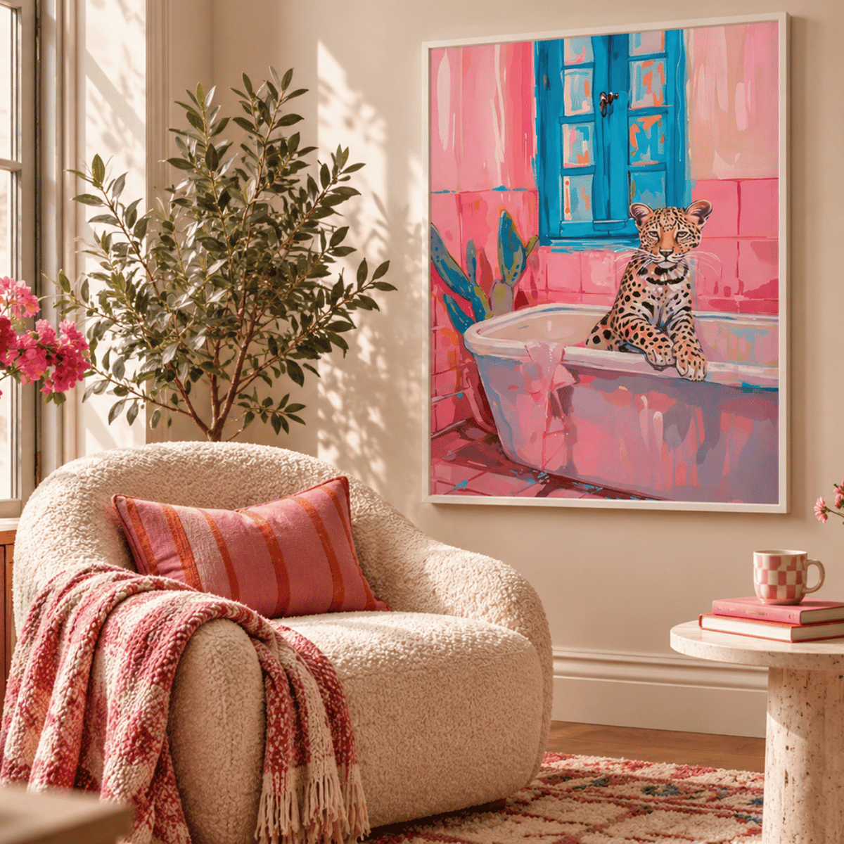 Pink Tile Prowler Canvas Print