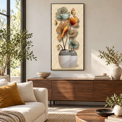 Amber Lotus Floral Canvas Print