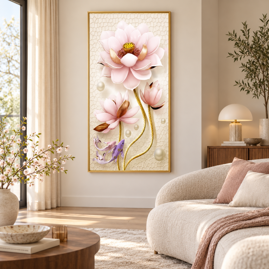 Pearl Lotus Koi Canvas Print