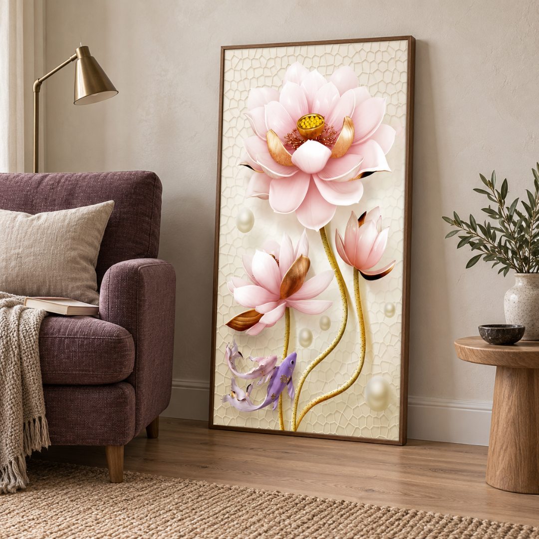 Pearl Lotus Koi Canvas Print