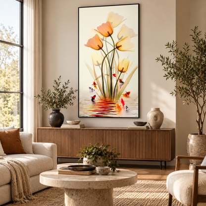 Golden Tulip Koi Garden Canvas Print