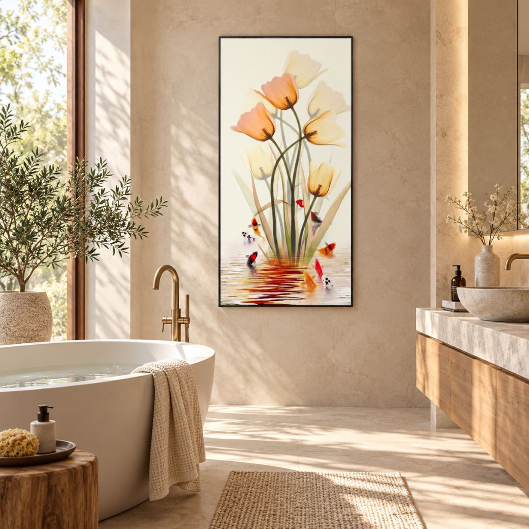 Golden Tulip Koi Garden Canvas Print