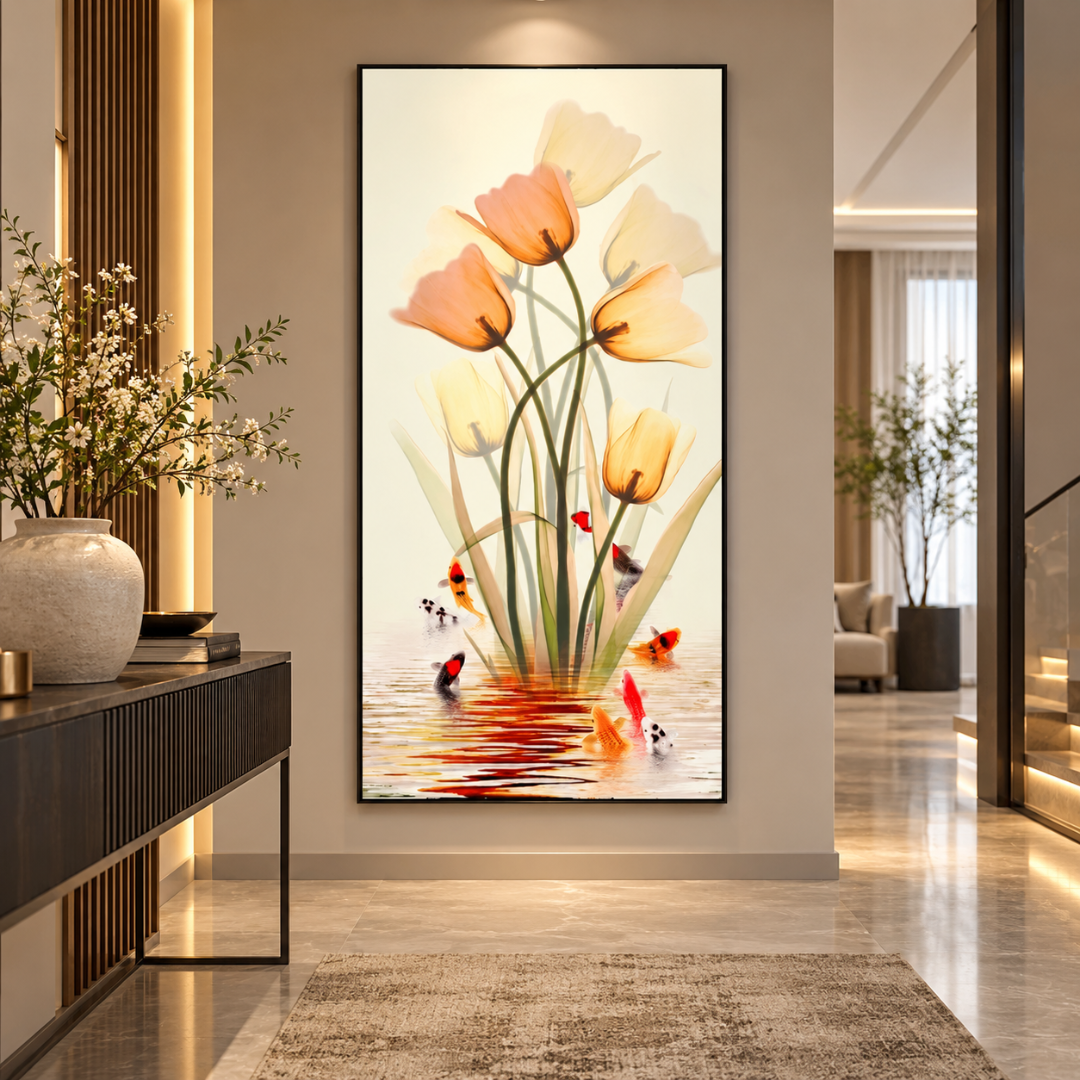 Golden Tulip Koi Garden Canvas Print