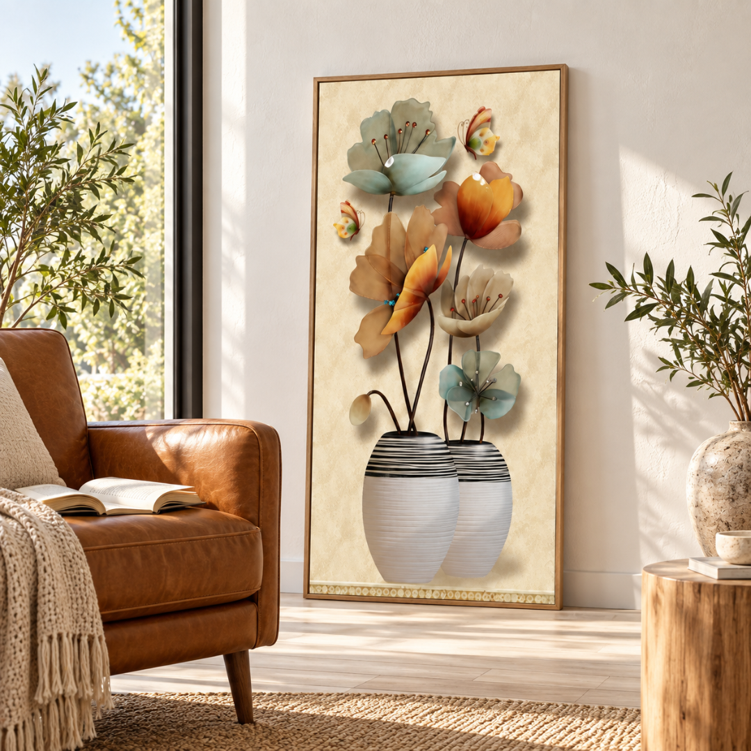 Amber Lotus Floral Canvas Print