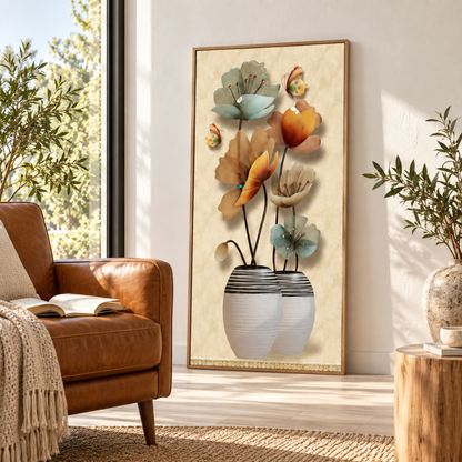 Amber Lotus Floral Canvas Print