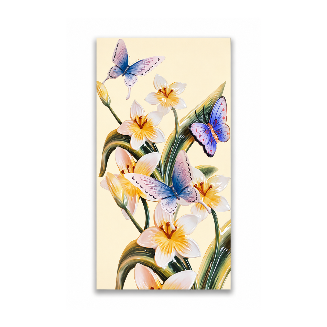 Ivory Lily Butterfly Garden Canvas Print