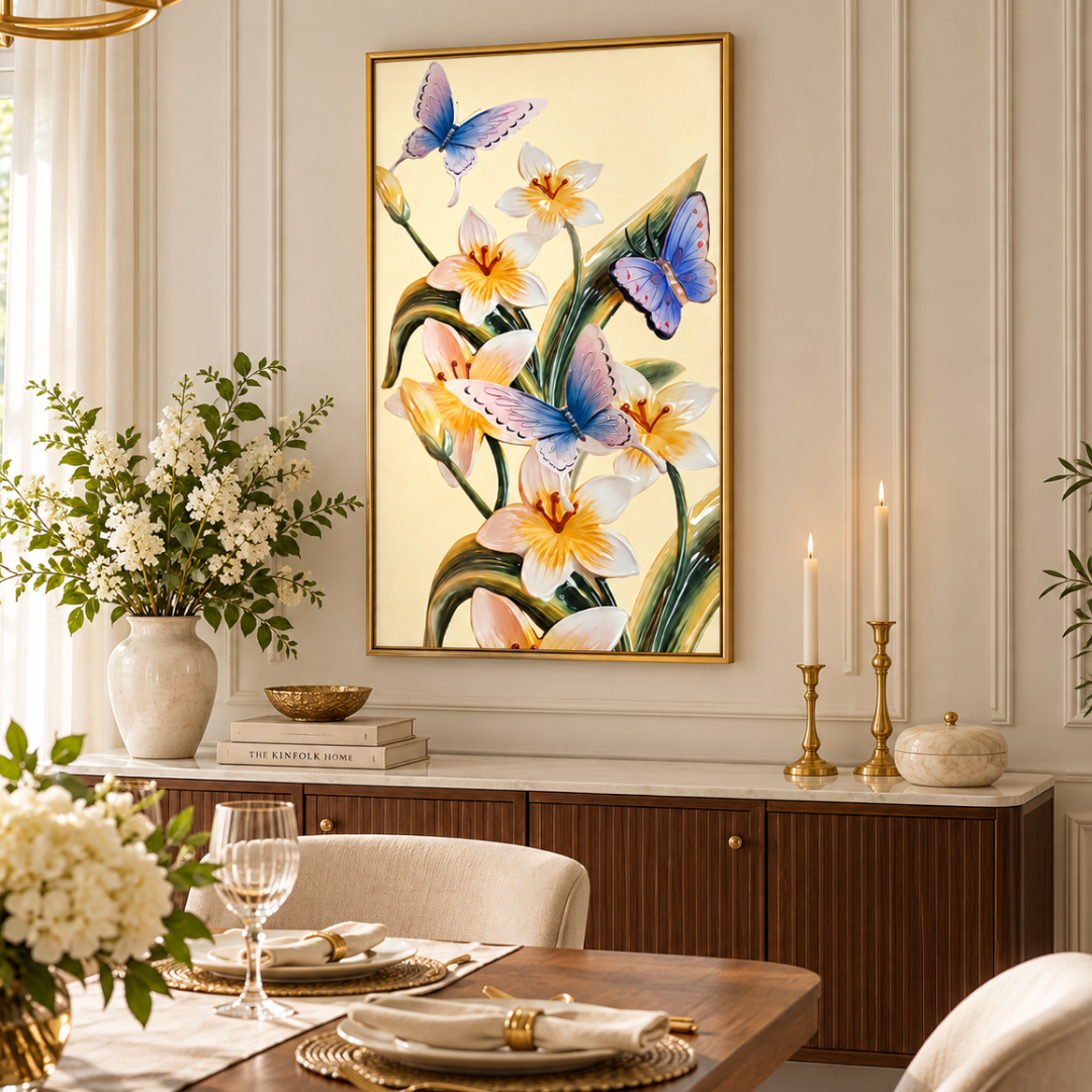Ivory Lily Butterfly Garden Canvas Print