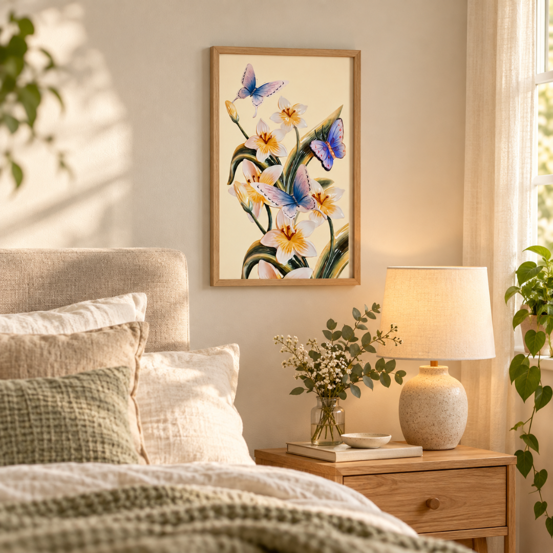 Ivory Lily Butterfly Garden Canvas Print
