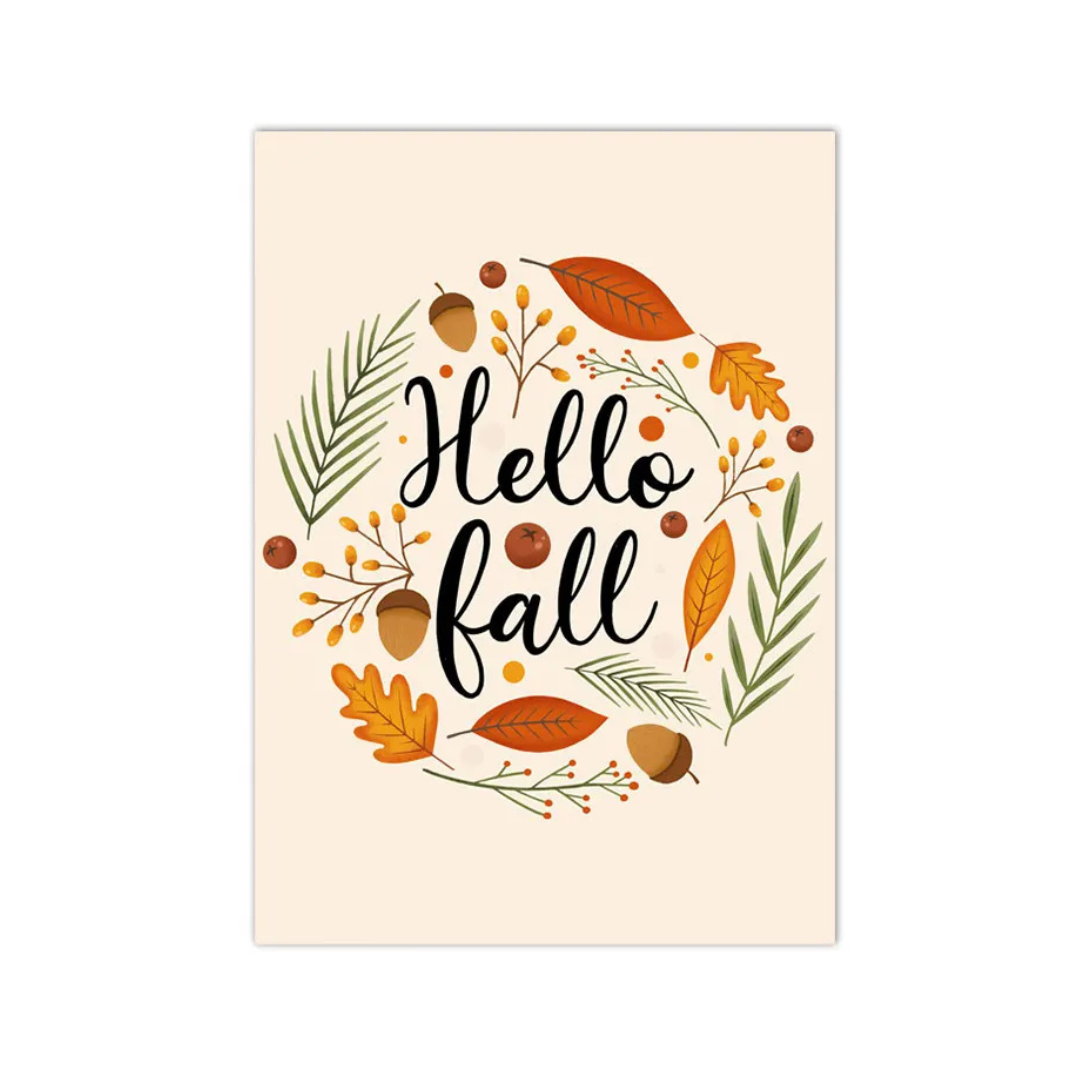 Hello Fall Autumn Wreath Canvas Print