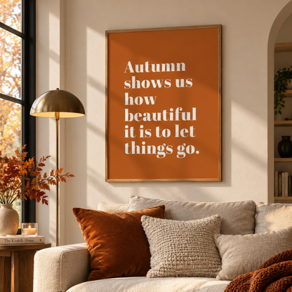 Autumn Letting Go Quote Canvas Print