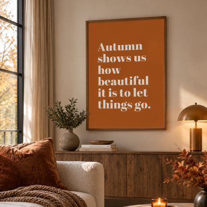 Autumn Letting Go Quote Canvas Print