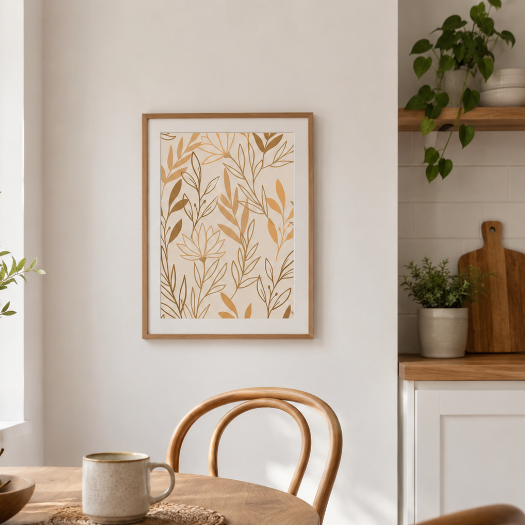 Golden Botanical Lines Canvas Print